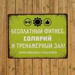 Металлическая табличка Бесплатный Фитнес (с юмором) 20 х 30 см