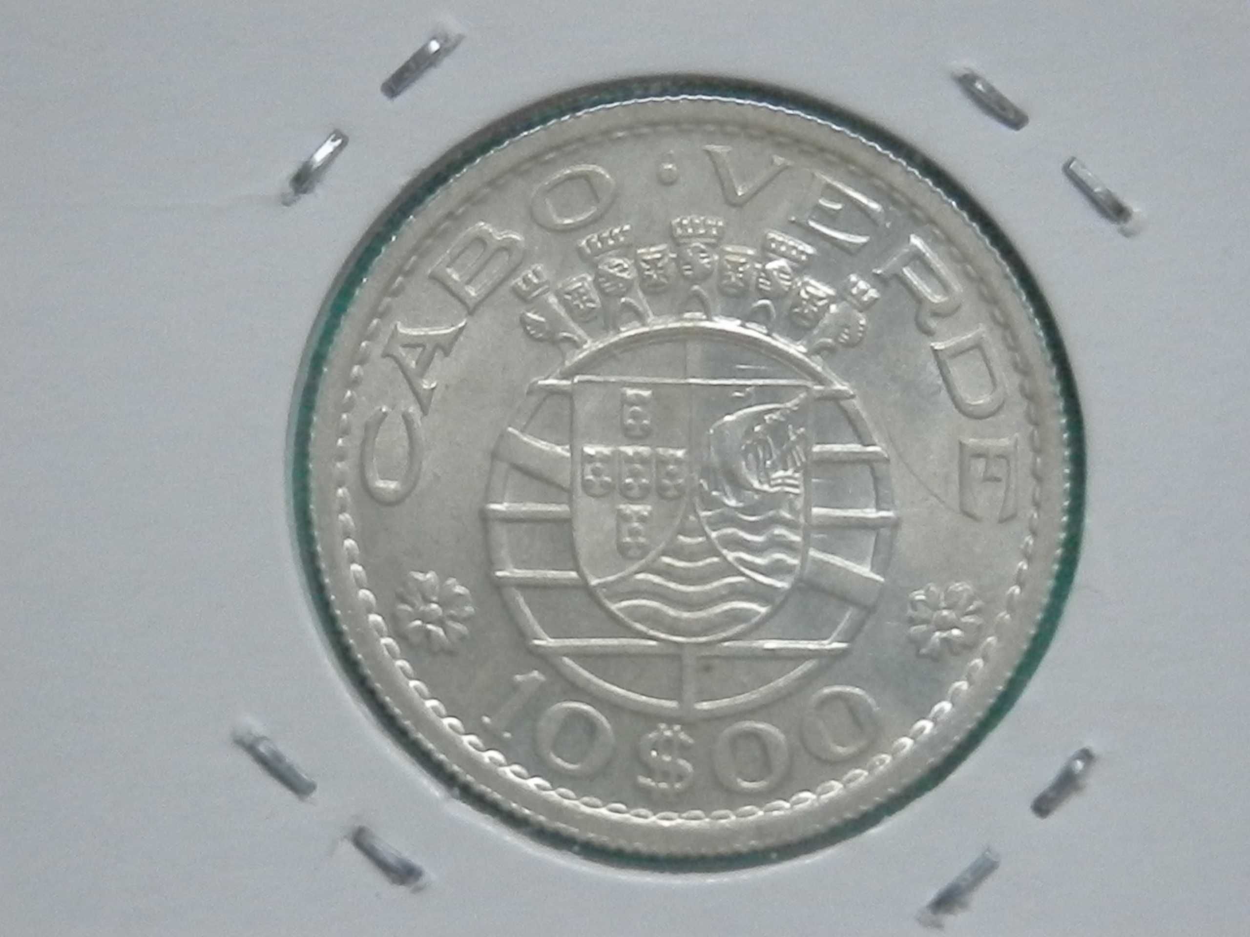 920 - Cabo Verde: 10$00 escudos 1953 prata, por 15,00