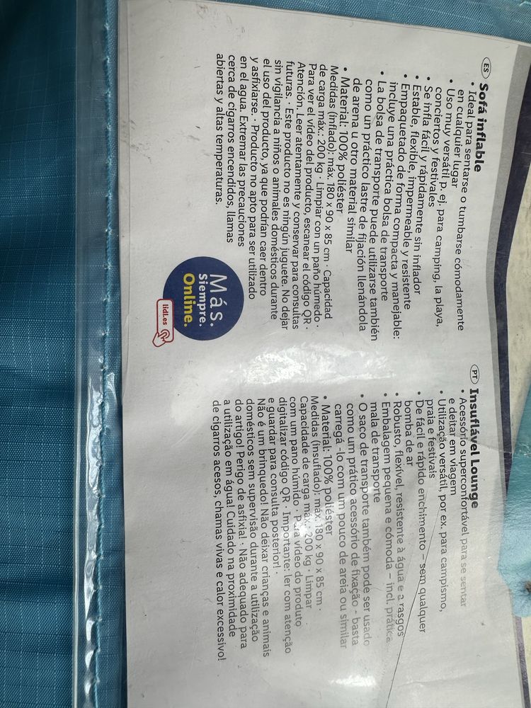 Sofa insuflavel azul