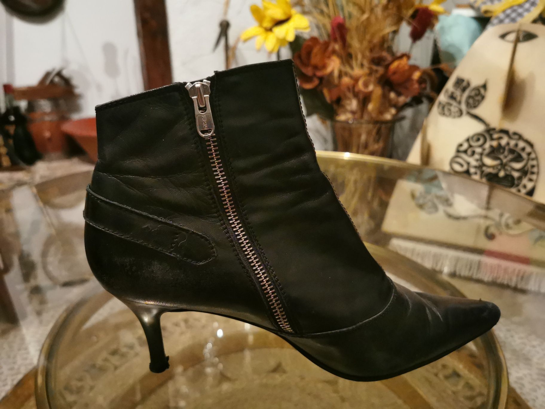 Botas Vintage em Pele, como novas