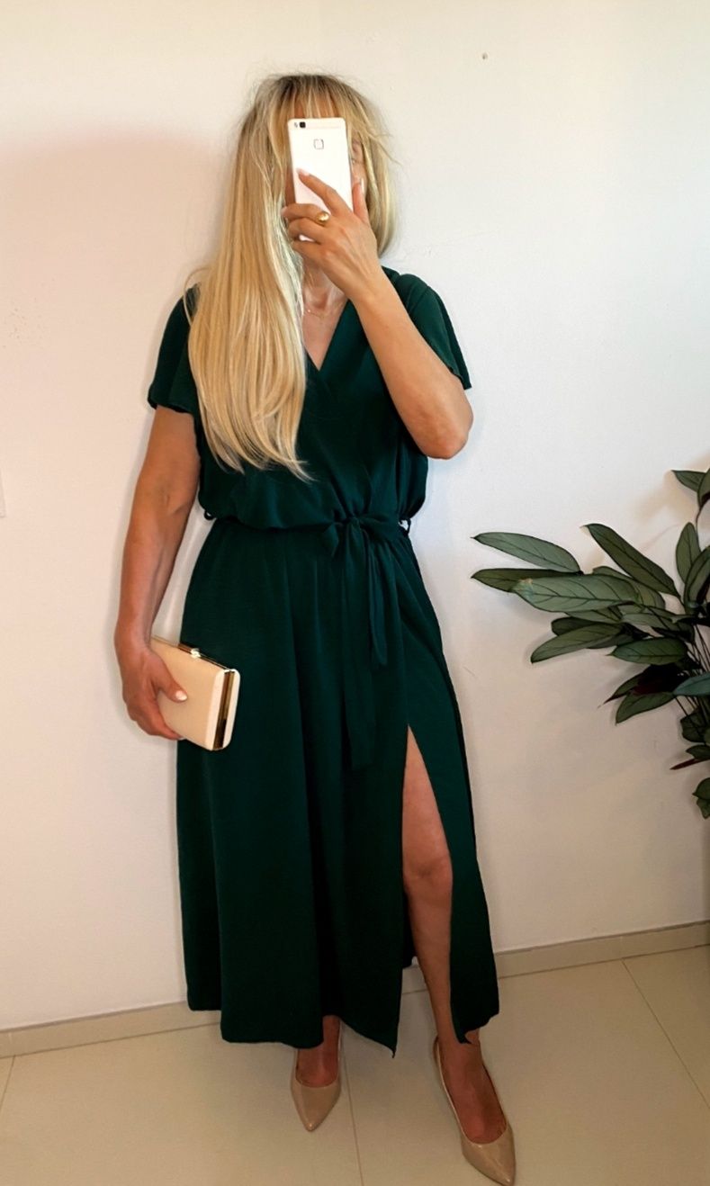 Sukienka plus size 4xl 5xl wesele chrzciny komunie wyszczuplająca midi