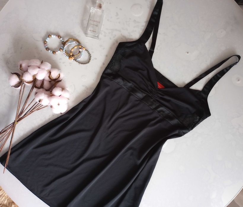 Пенюар чорний з мереживом