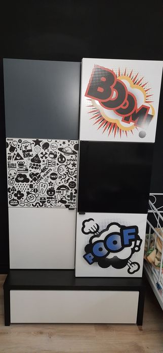 Szafa młodzieżowa VOX biała z metalowymi nakładkami + podest