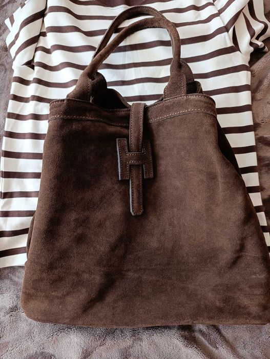 Torba damska zamsz, czekoladowa, nowa Cassi