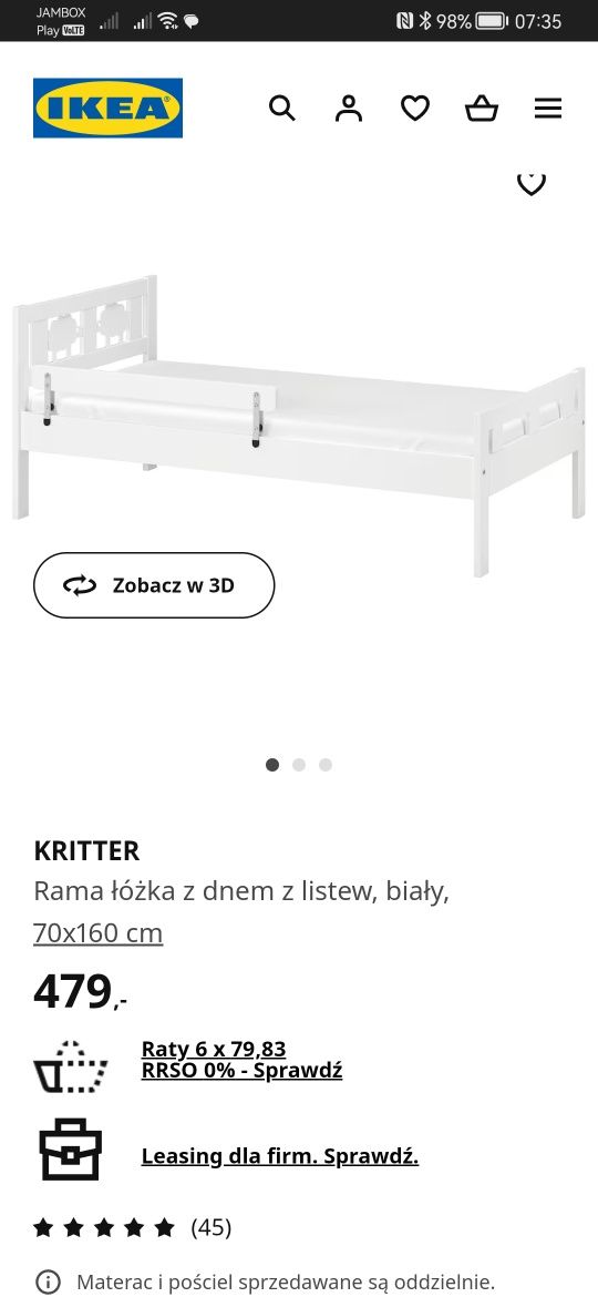 Łóżko dziecięce. IKEA KRITTER