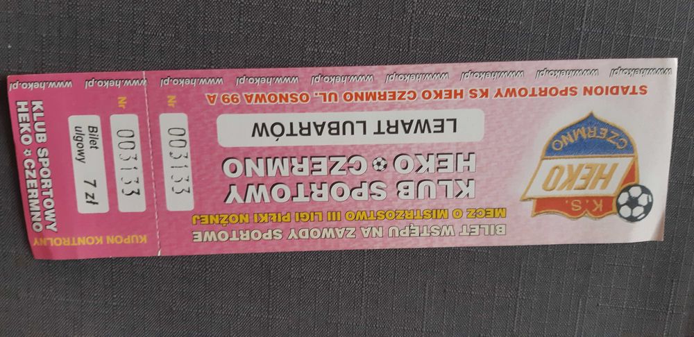 bilet z meczu Heko Czermno -Lewart Lubartów 2004