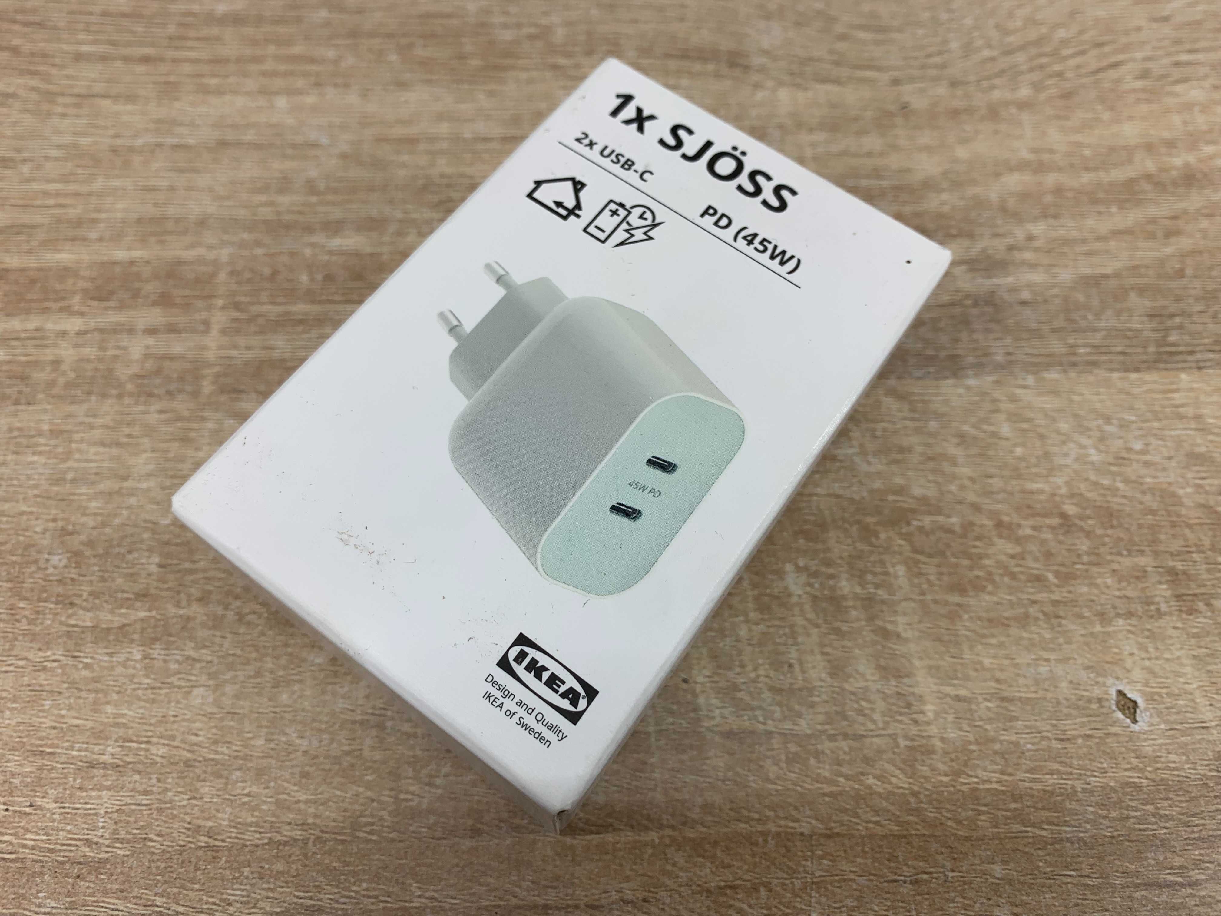 IKEA SJOSS Ładowarka 2 porty USB C 45W szybkie ładowanie