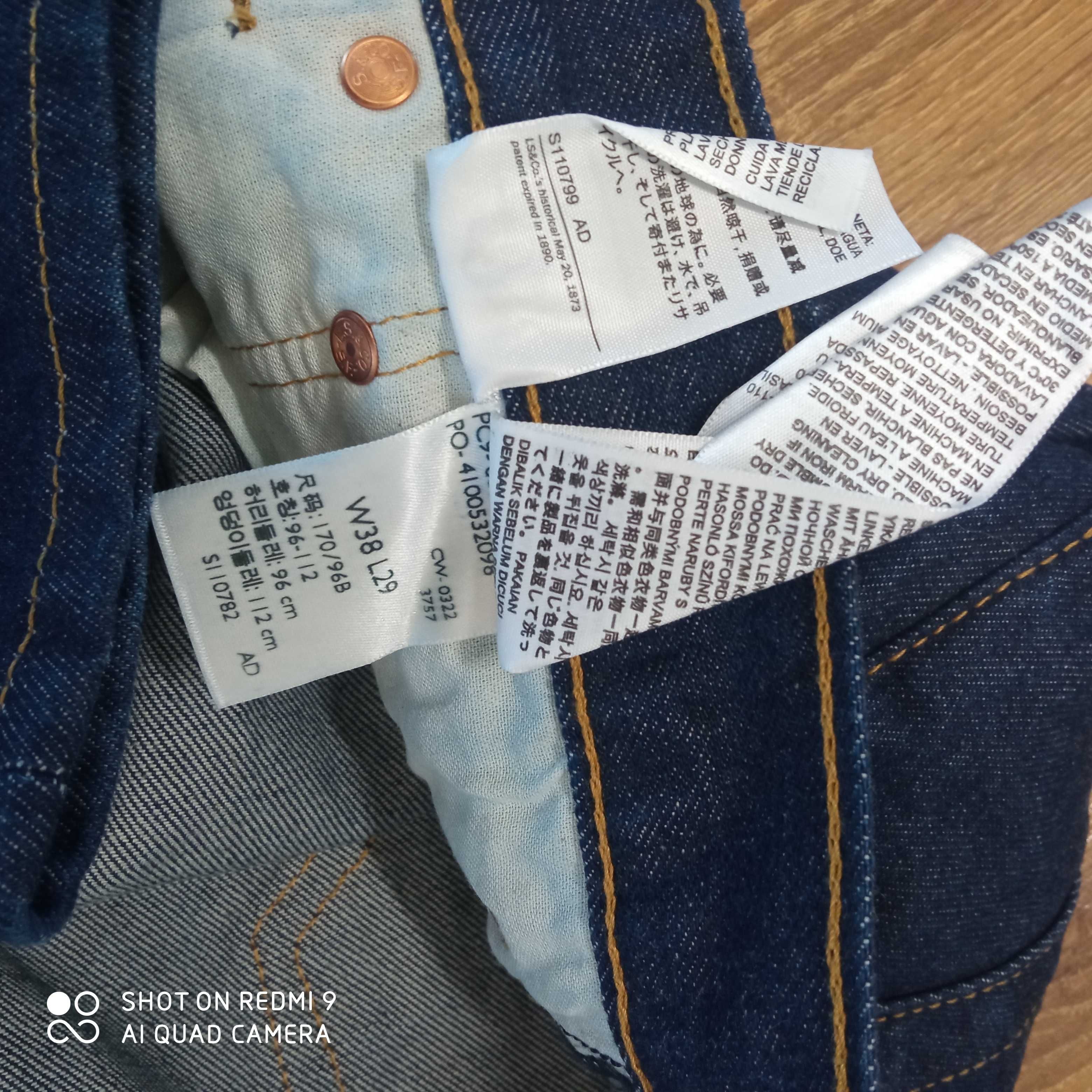 Męskie spodnie jeansy Levis 501 Levi's W38L29 38X29 38/29 nowe granat