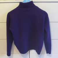 sweter  z golfem wełniany fioletowy