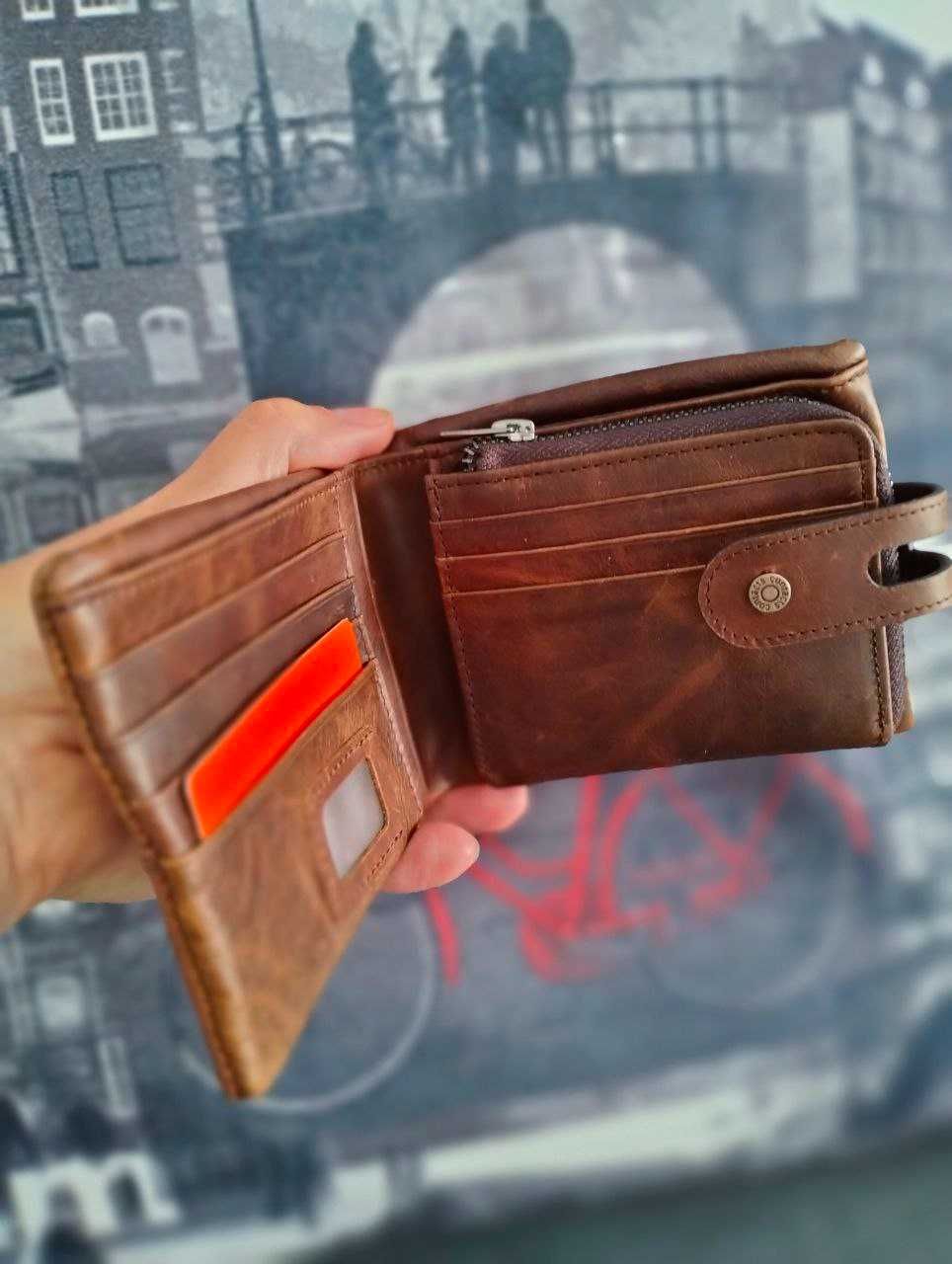 Класический винтажный кожаный кошелёк, высококачественный.