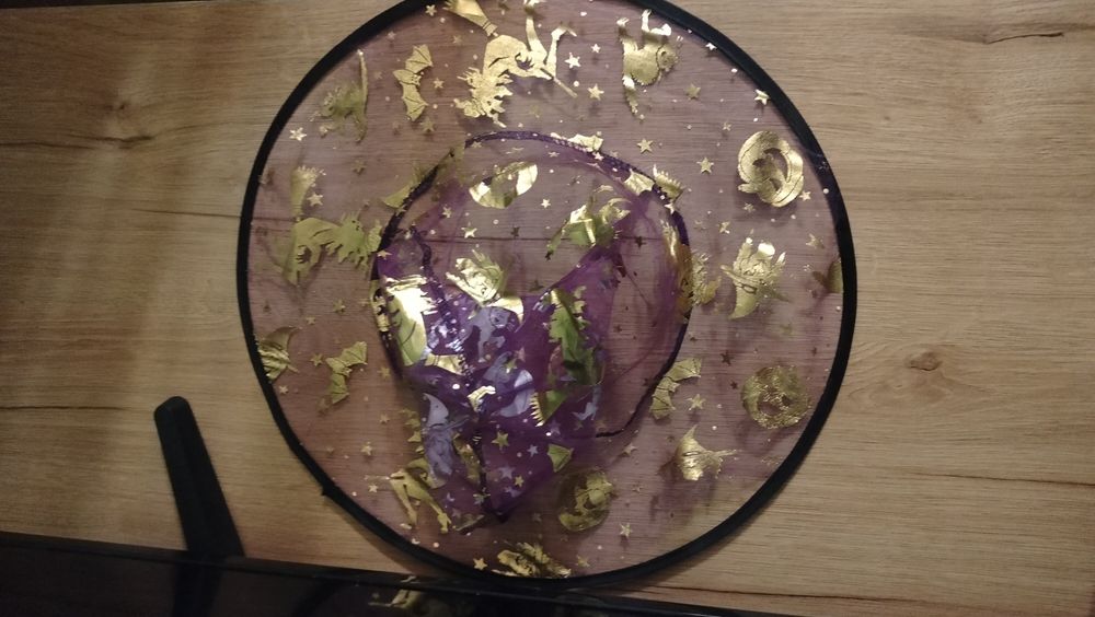 Kapelusz czapka Halloween złoto srebro rondo dwustronny