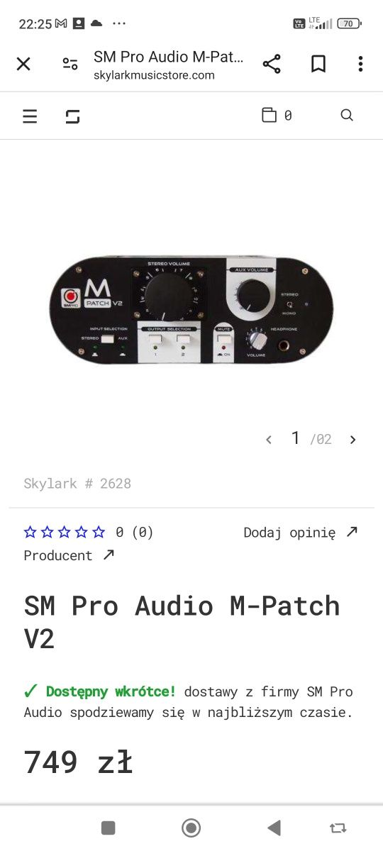 Kontroler dźwięku SM-PRO  M-PATCH V2. Nowy! Tanio!