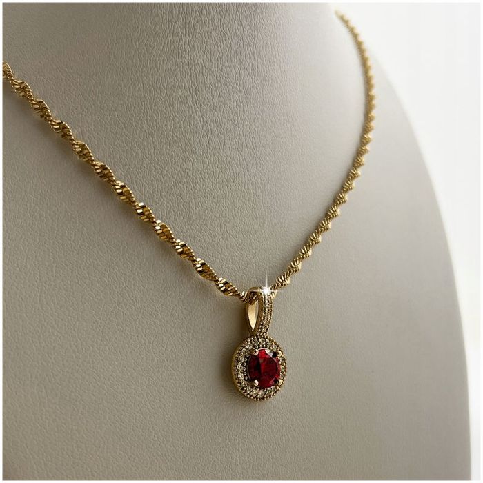 Błyszczący Damski Złoty Naszyjnik Stal 316 + Zawieszka Kryształ Dla Ko