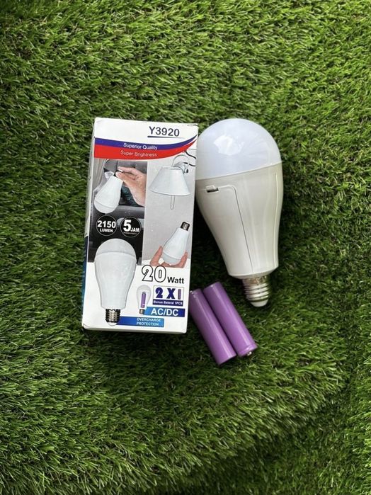 Акумуляторна цокольна Е27 лампочка LED 2х18650, 20W світлодіодна