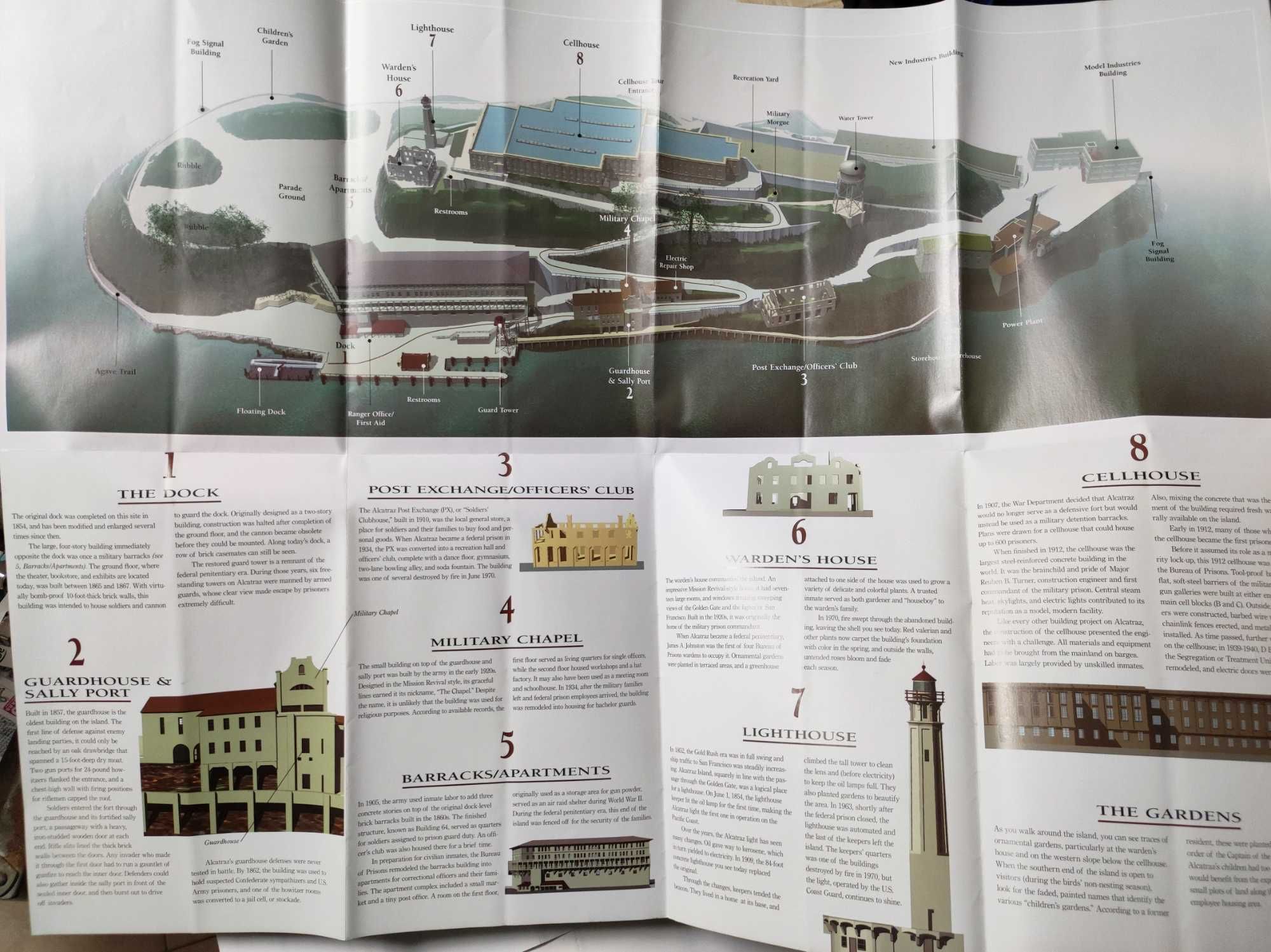 Prisão Alcatraz folhetos turísticos oficiais descoberta e fugas (USA)