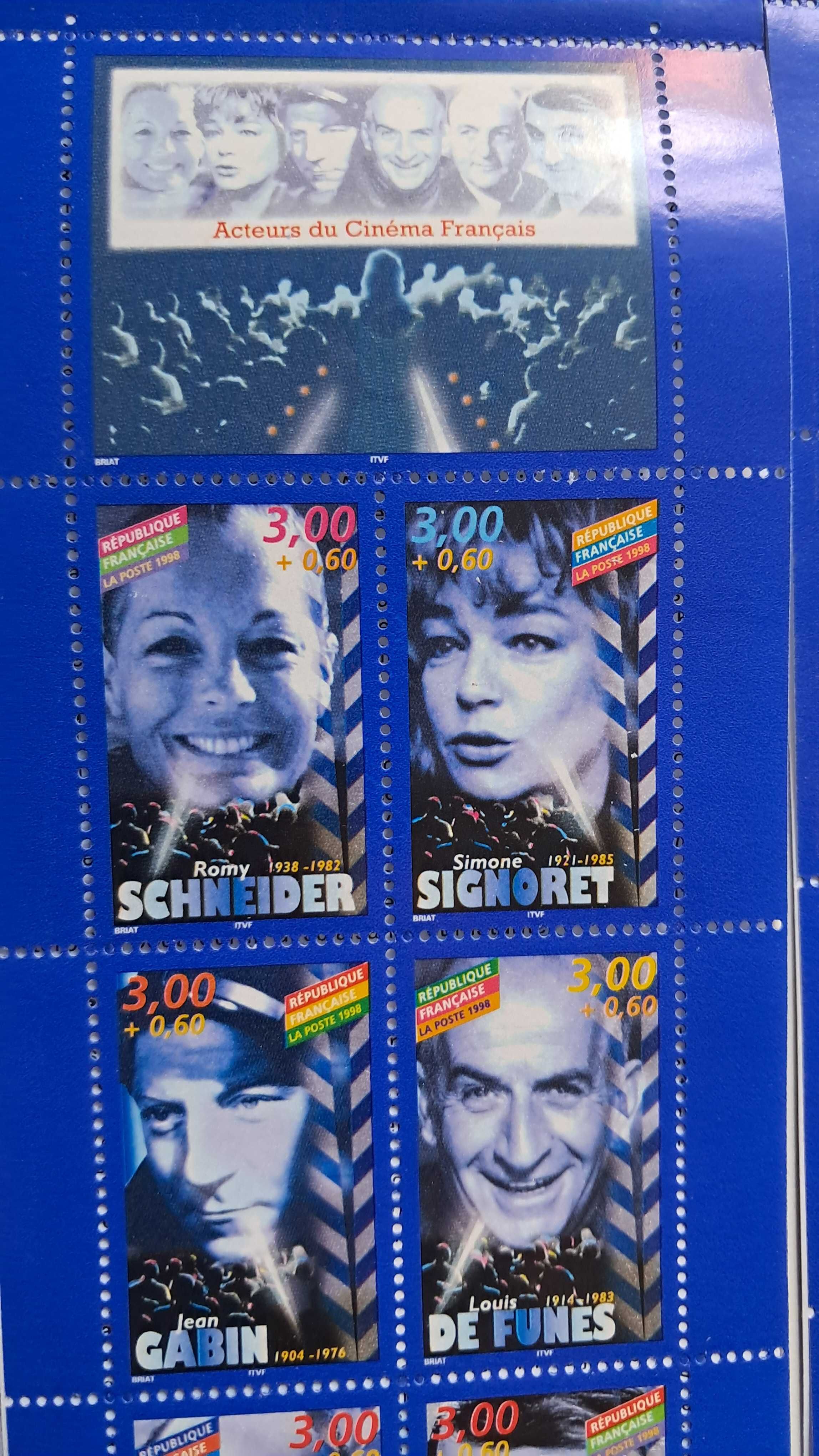 França 1998 – 2 bandas de selos “Atores do Cinema Francês” como novas