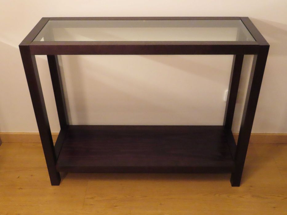 Consola wengué com tampo de vidro