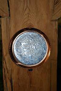 Płyta ścienna podstawka pod talerz miedziana srebrna dekoracja orienta