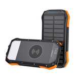powerbank solarny 10000mah z ładowarką indukcyjną qi 5w pomarańczowy