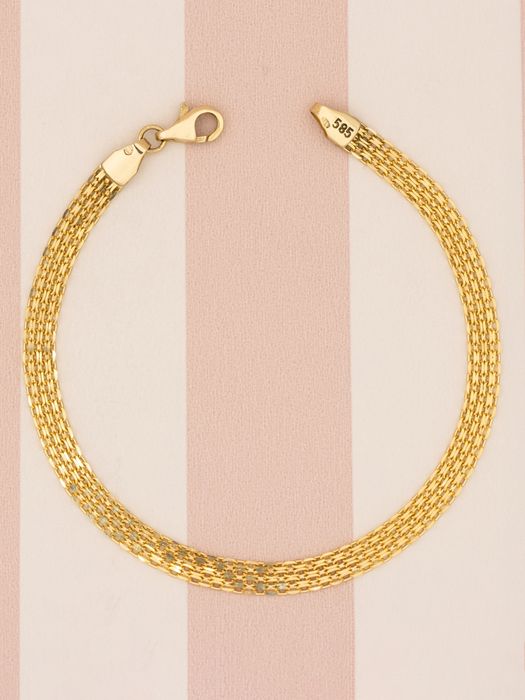 Złota szeroka bransoletka bismarck, bransoletka złoto 585