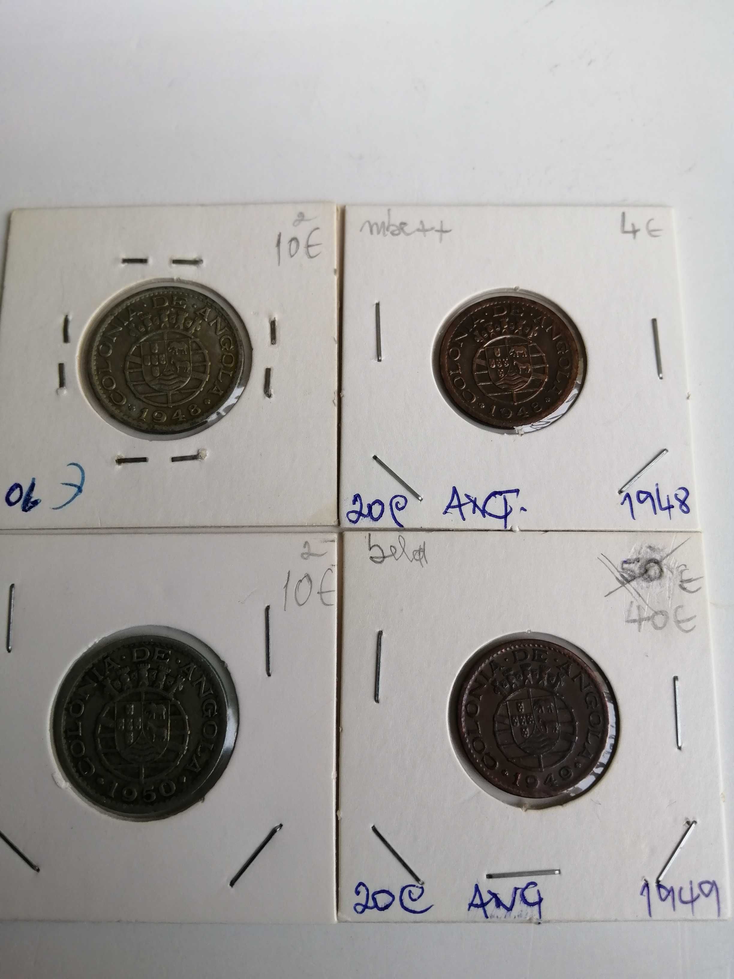 Moedas de Angola 20, e 50 centavos 1948/1949 e 1962