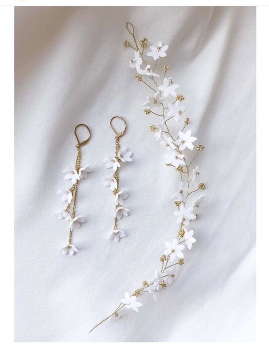 Ozdoba do wlosow i kolczyki slub wesele Gloart jewellery
