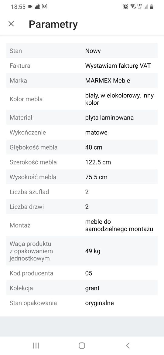 Komoda biała z szufladami i pókami