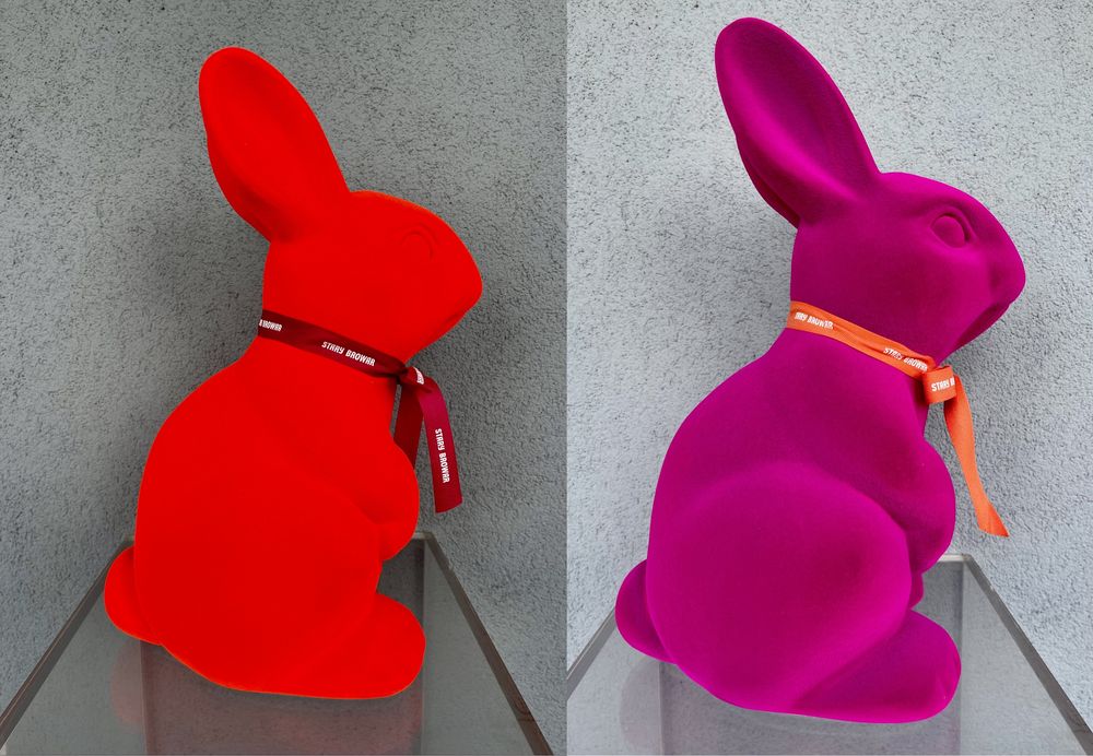 2x 46cm Zając Stary Browar Fluo Magenta Orange duży zajac Wielkanoc