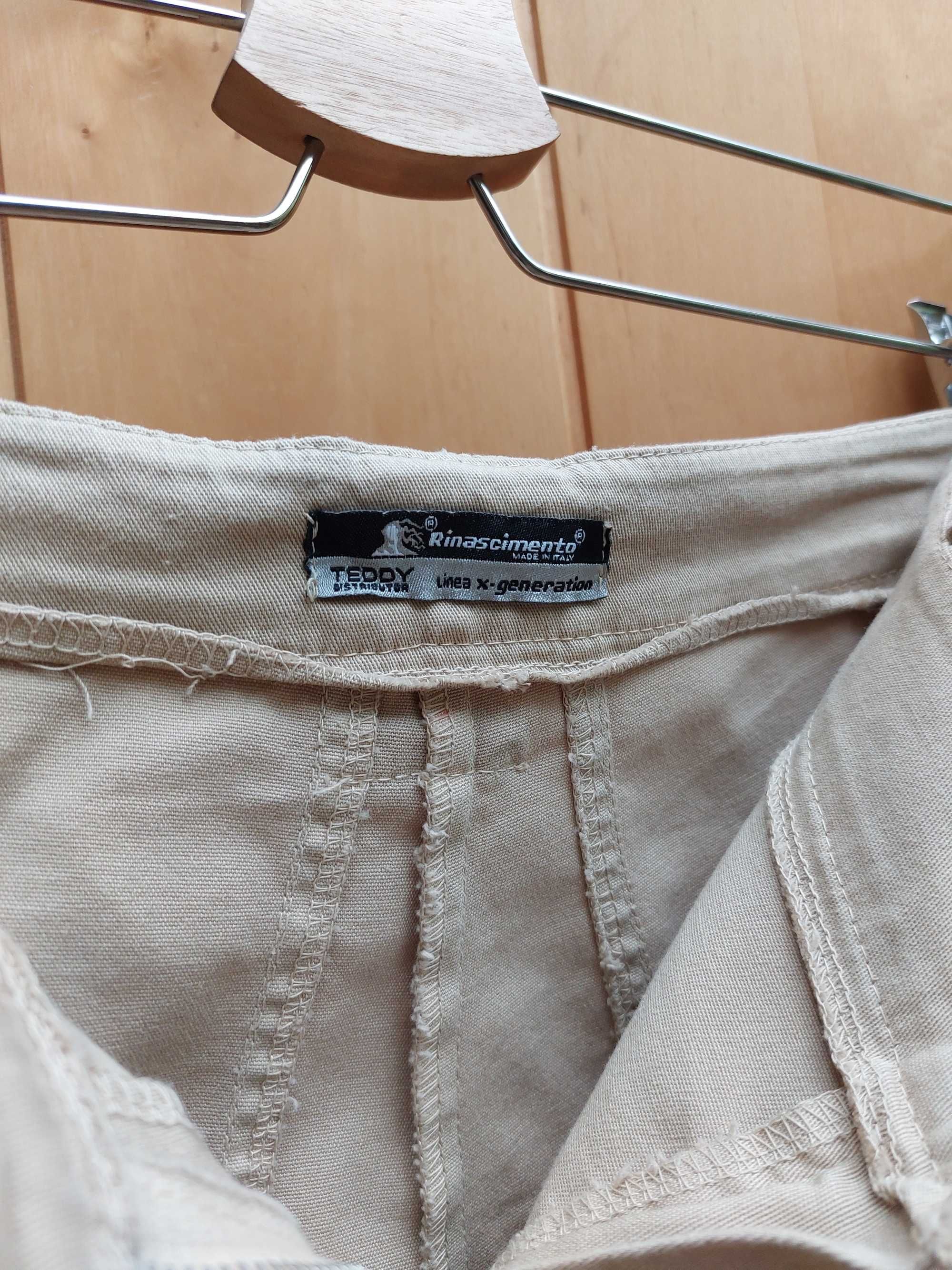 rybaczki letnie spodnie vintage Rinascimento jeździeckie kieszenie