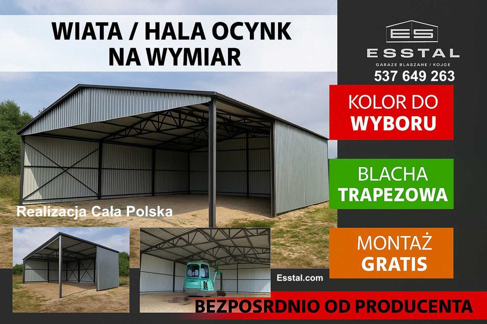 Garaż - OTWARTY  | Wiata | Hala | Garaż Blaszany| Magazyn- ESSTAL*