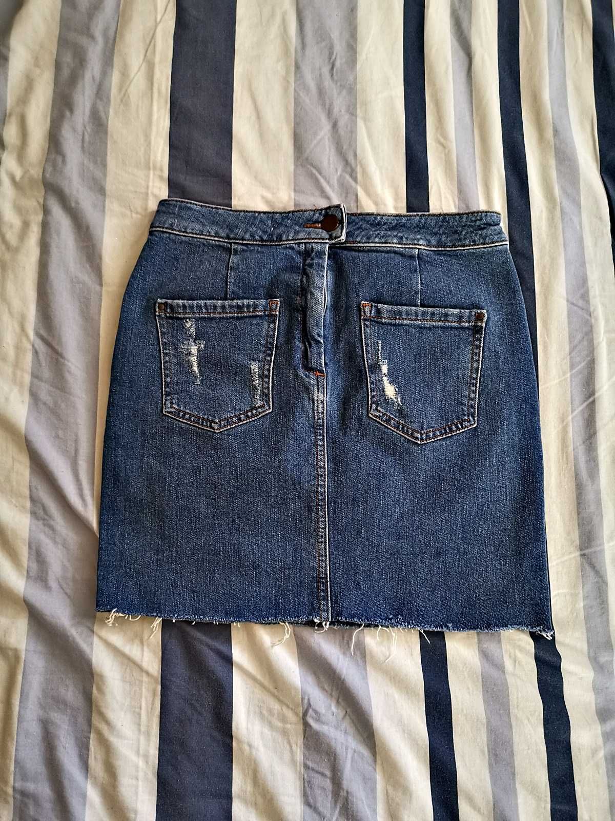 Mini jeansowa spódniczka 38 M kieszonki bdb