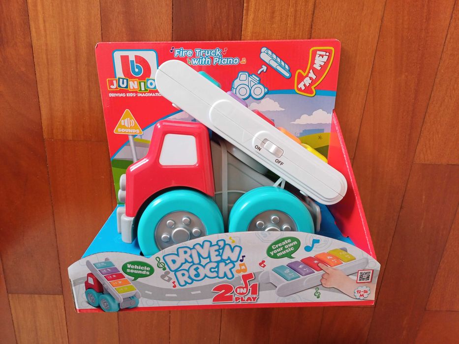 Brinquedo prenda criança bebé Carro bombeiro com piano NOVO