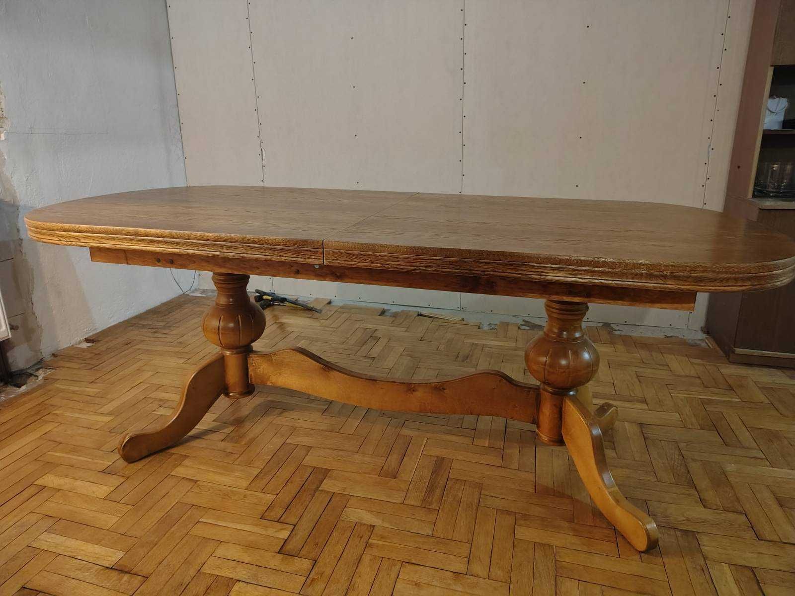 Duży drewniany stół do jadalni (długość 200/250/300cm) i 6 krzeseł