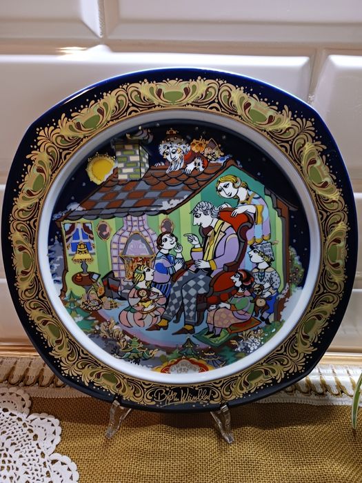 Patera Rosenthal Bjorn Winblad swiateczna kolekcjonerska talerz kobalt