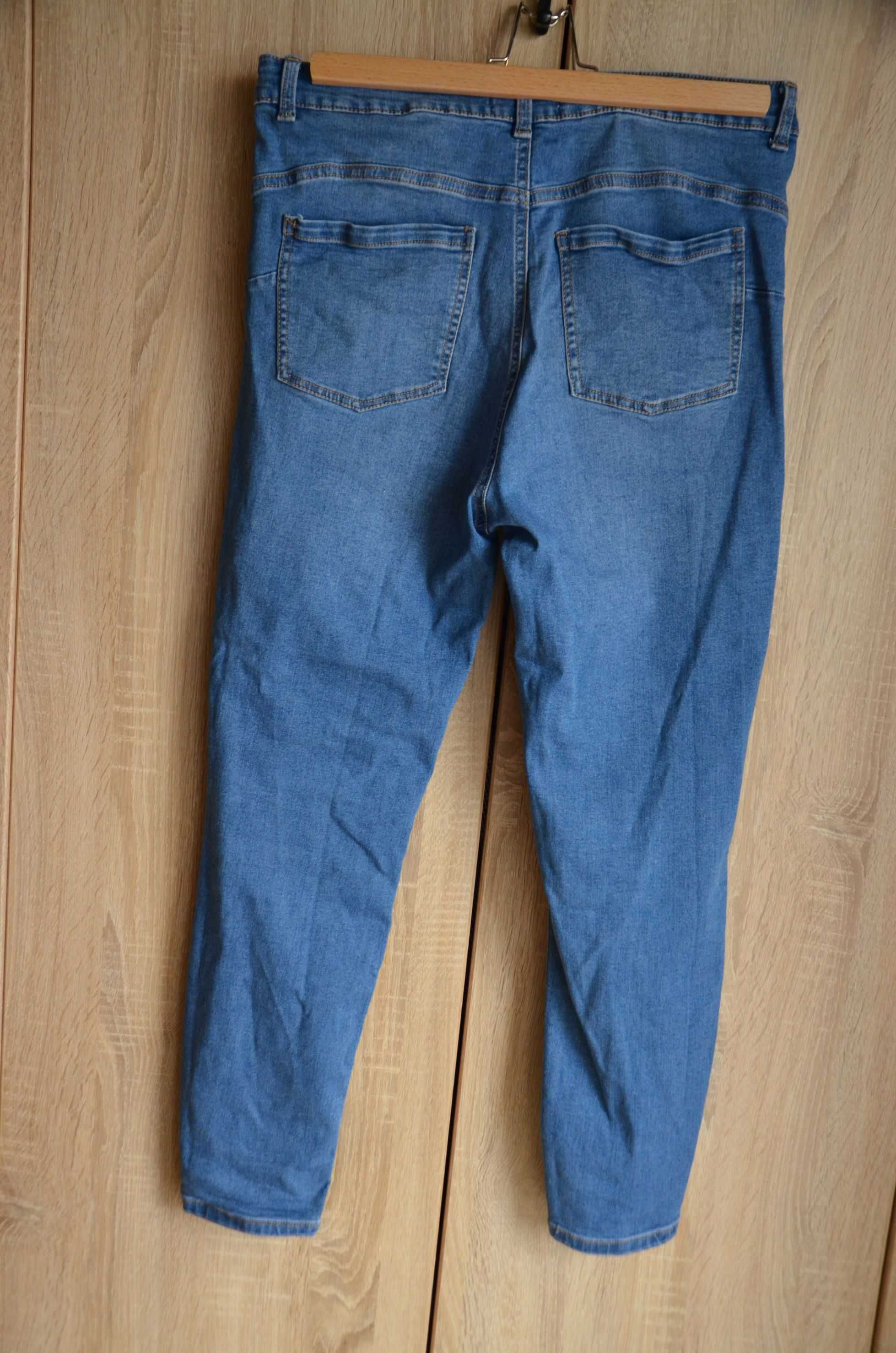 Spodnie jeansy niebieskie z wysokim stanem długie skinny 42 XL