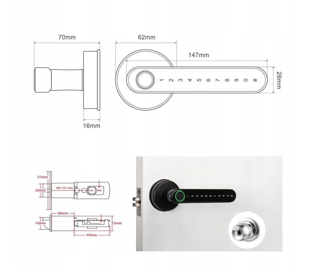Klamka szyfrowa Smart Home elektroniczny zamek do drzwi hotel hostel
