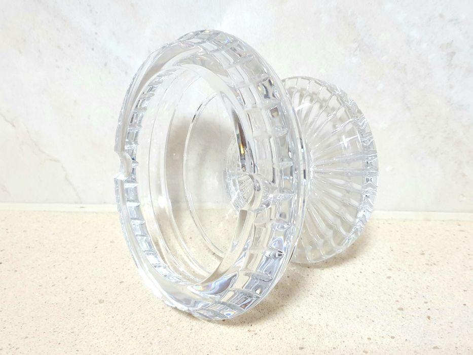 Fantástico pesado cinzeiro de pé alto vintage em cristal