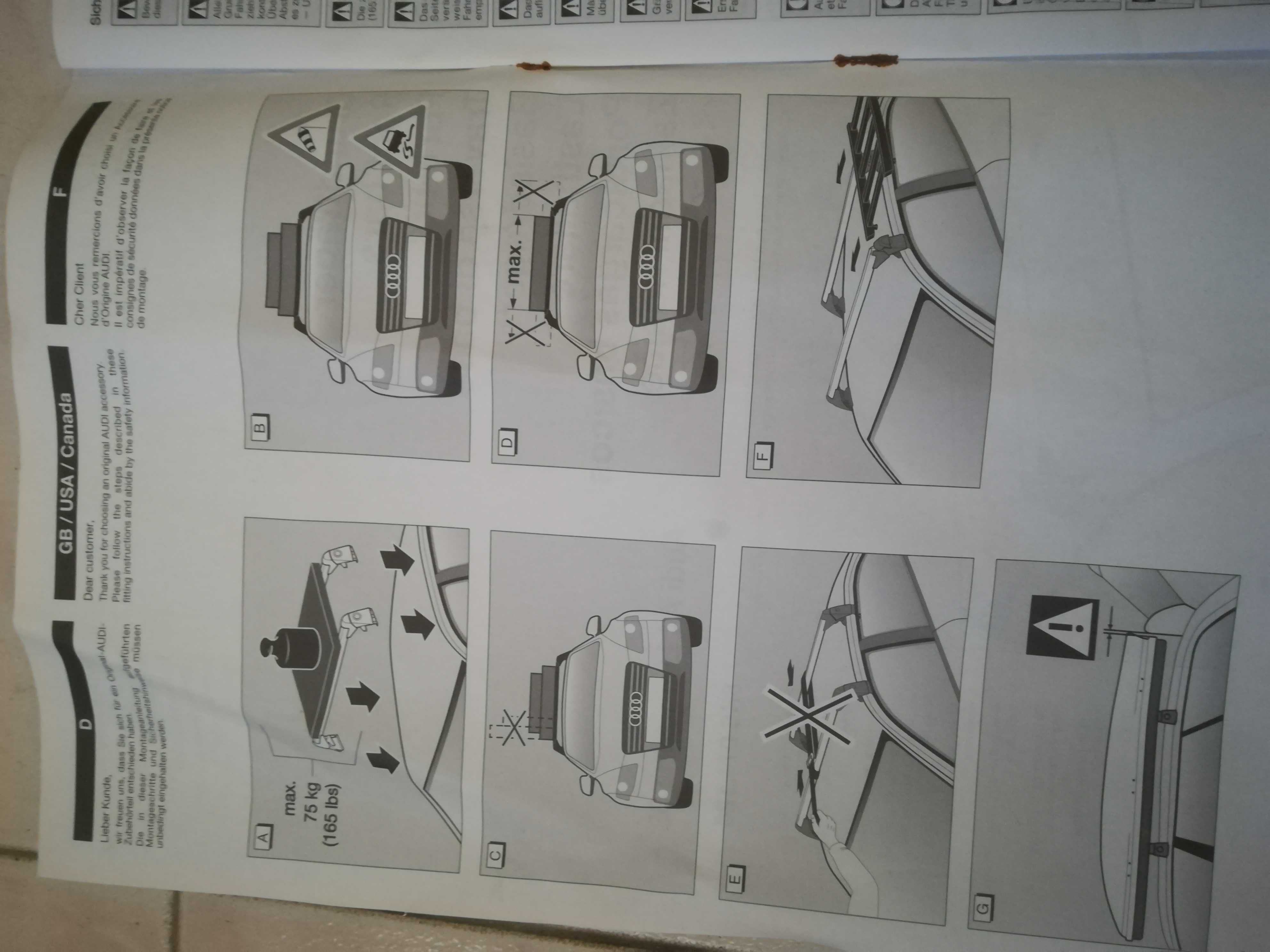 Barras de tejadilho/AUDI A4  (novas)  originais em caixa