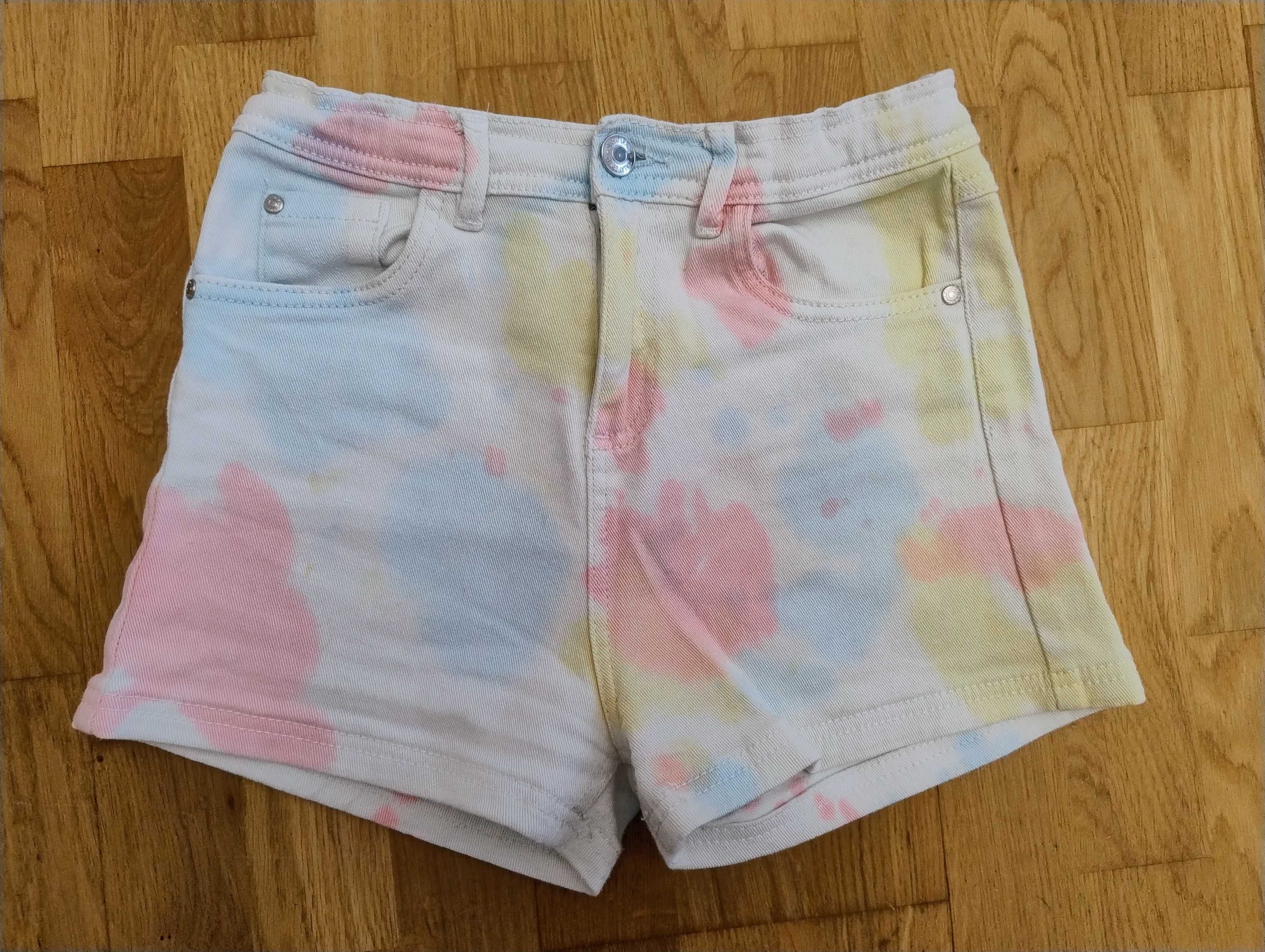 Spodenki dziewczęce Sinsay 158 tie dye jeansowe szorty kolorowe