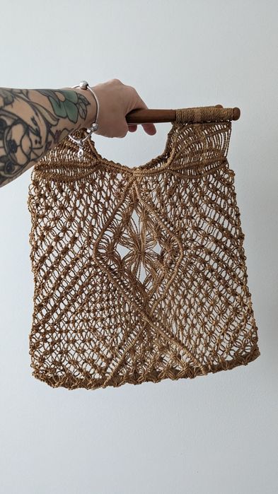 Torba pleciona Boho vintage naturalna