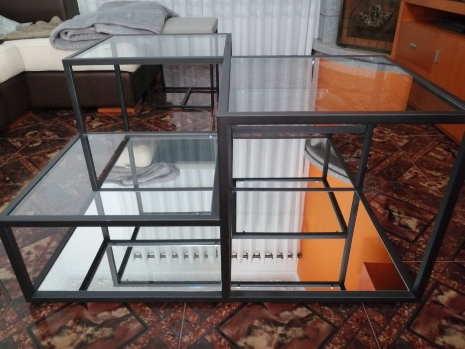 Mesa centro de inox pintado a preto texturado