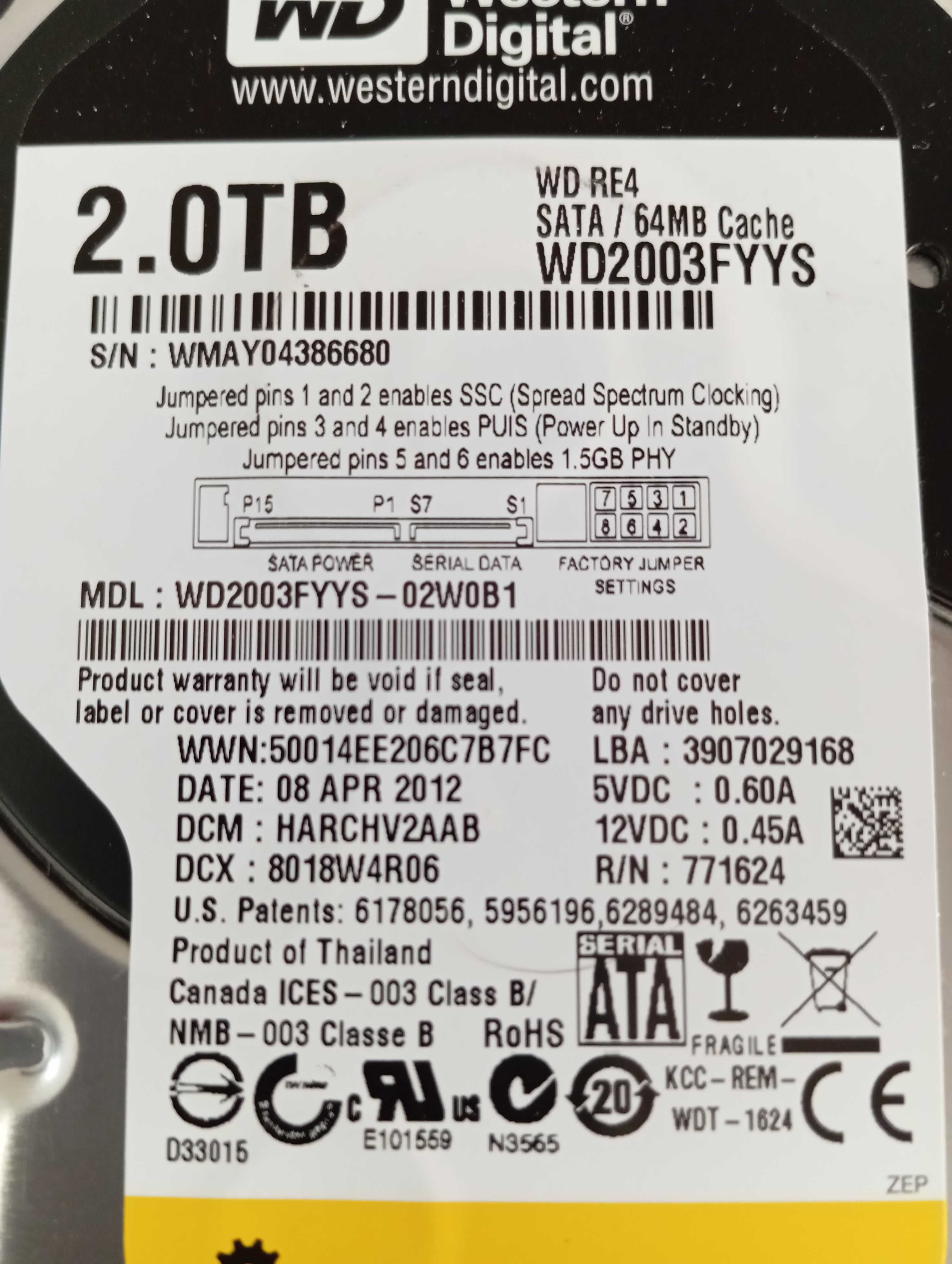 Dysk WD2003FYYS 2 TB Sata