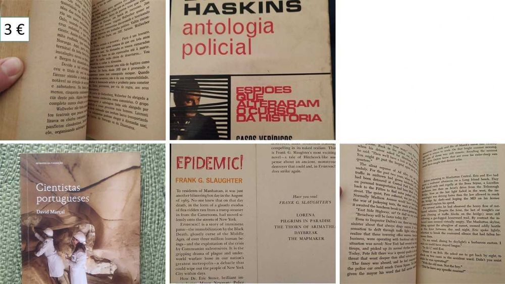 Livros de receitas, saúde, clássicos, policiais