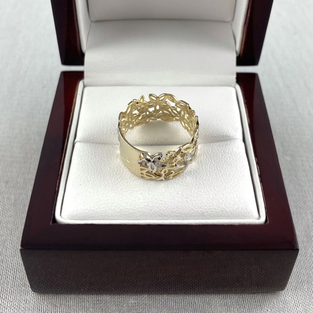 Ażurowy ZŁOTY pierścionek KWIATUSZKI PR. 585 (14K) rozmiar 20