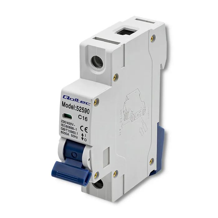 Wyłącznik nadprądowy C16 bezpiecznik AC Qoltec 1P 16A - 52590