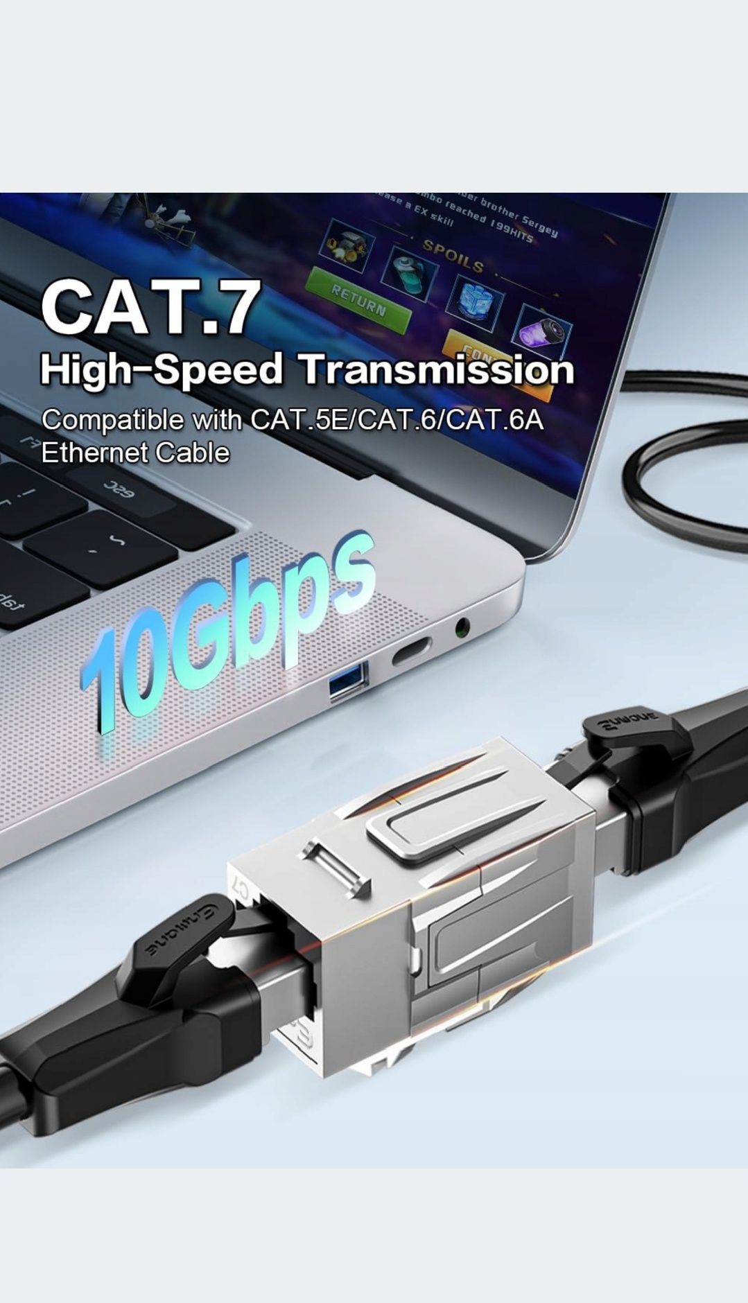 Złącze sieciowe Enmane RJ45 CAT 7 ekranowane przedłużka adapter