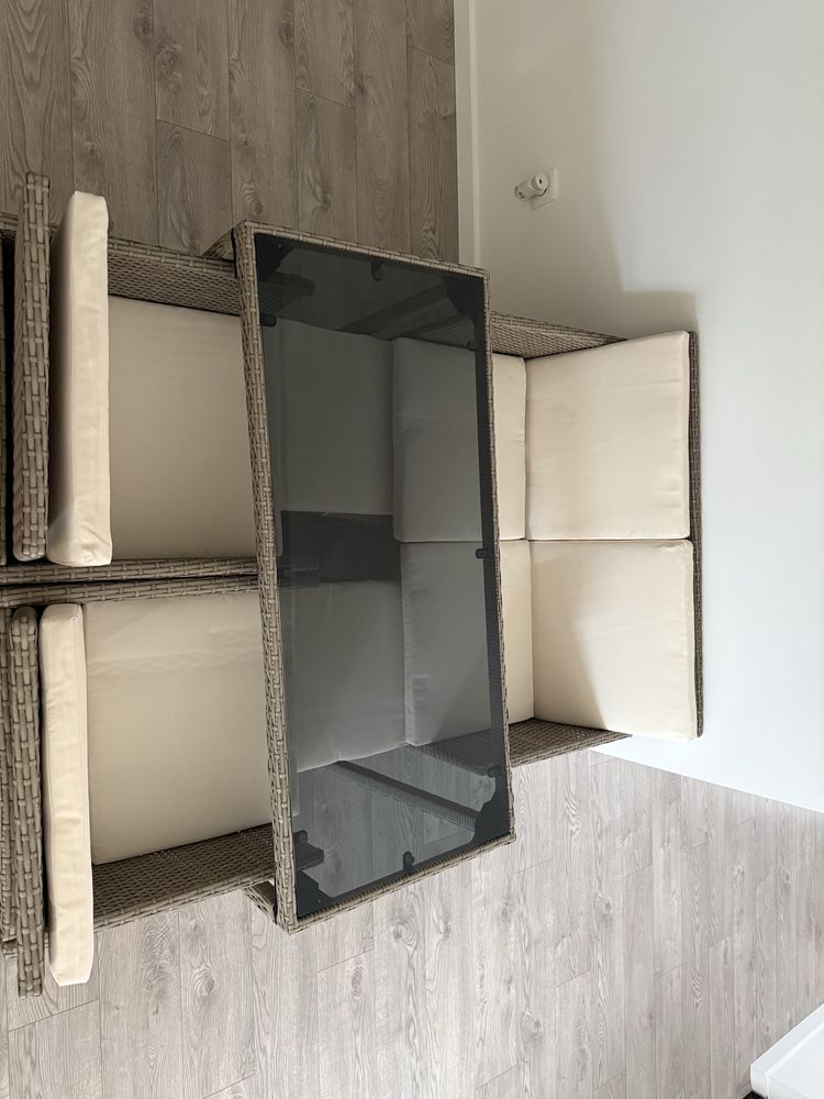 Conjunto 6 peças de jardim com almofadões bege