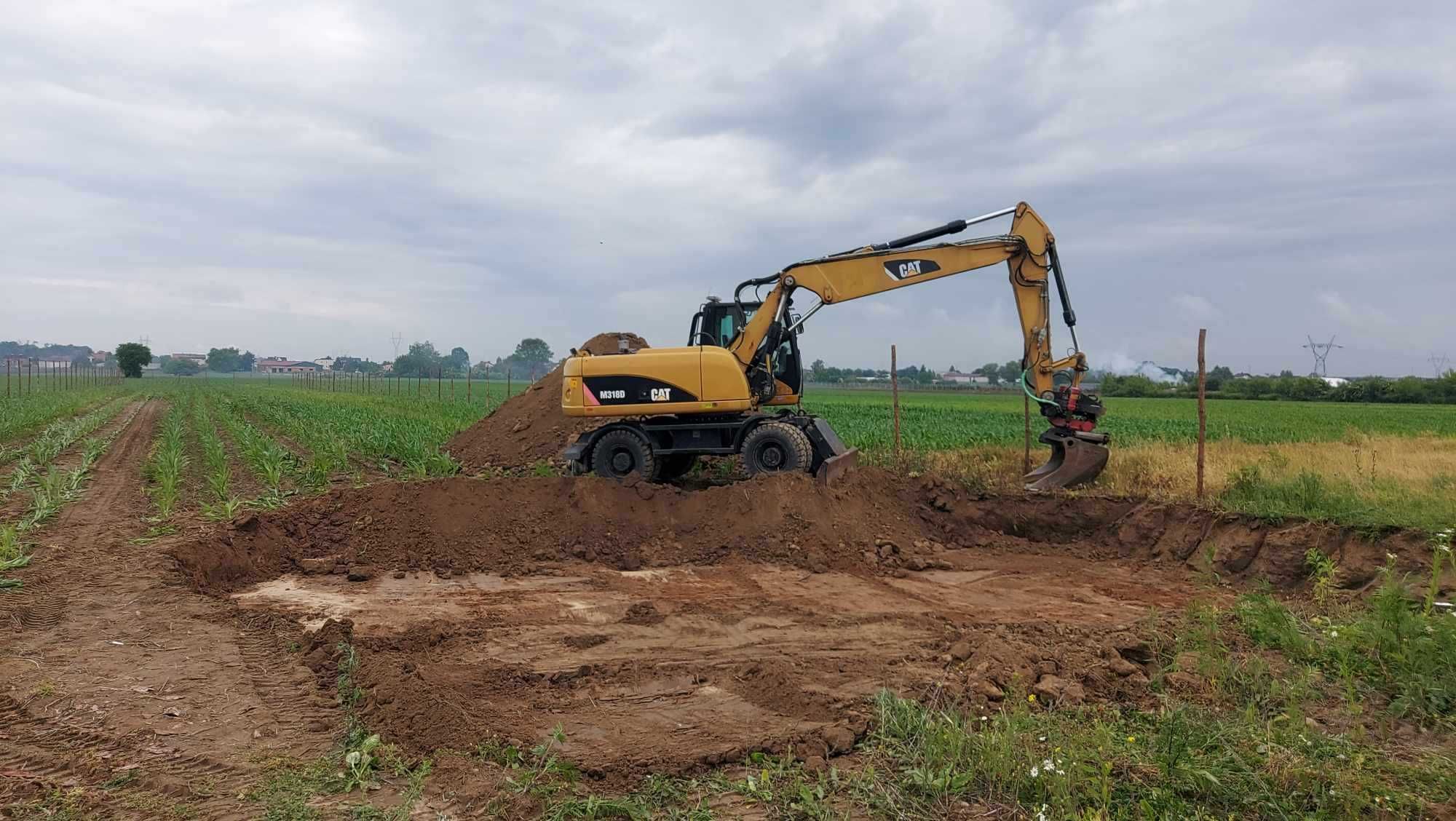 Wynajem koparki kołowej CAT m318d 18ton 20ton z rototilt bez operatora