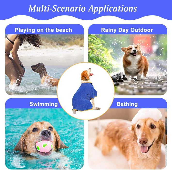 Ręcznik kąpielowy szlafrok dla psa M AovYoo shih tzu mops szpic