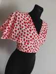 crop top rozowy w serca bluzka koszulka wiazana tylu krotki rekaw s m